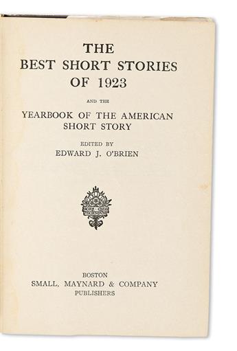 Hemingway, Ernest (1899-1961) The Best Short Stories of 1923. Edited by Edward J. OBrien.